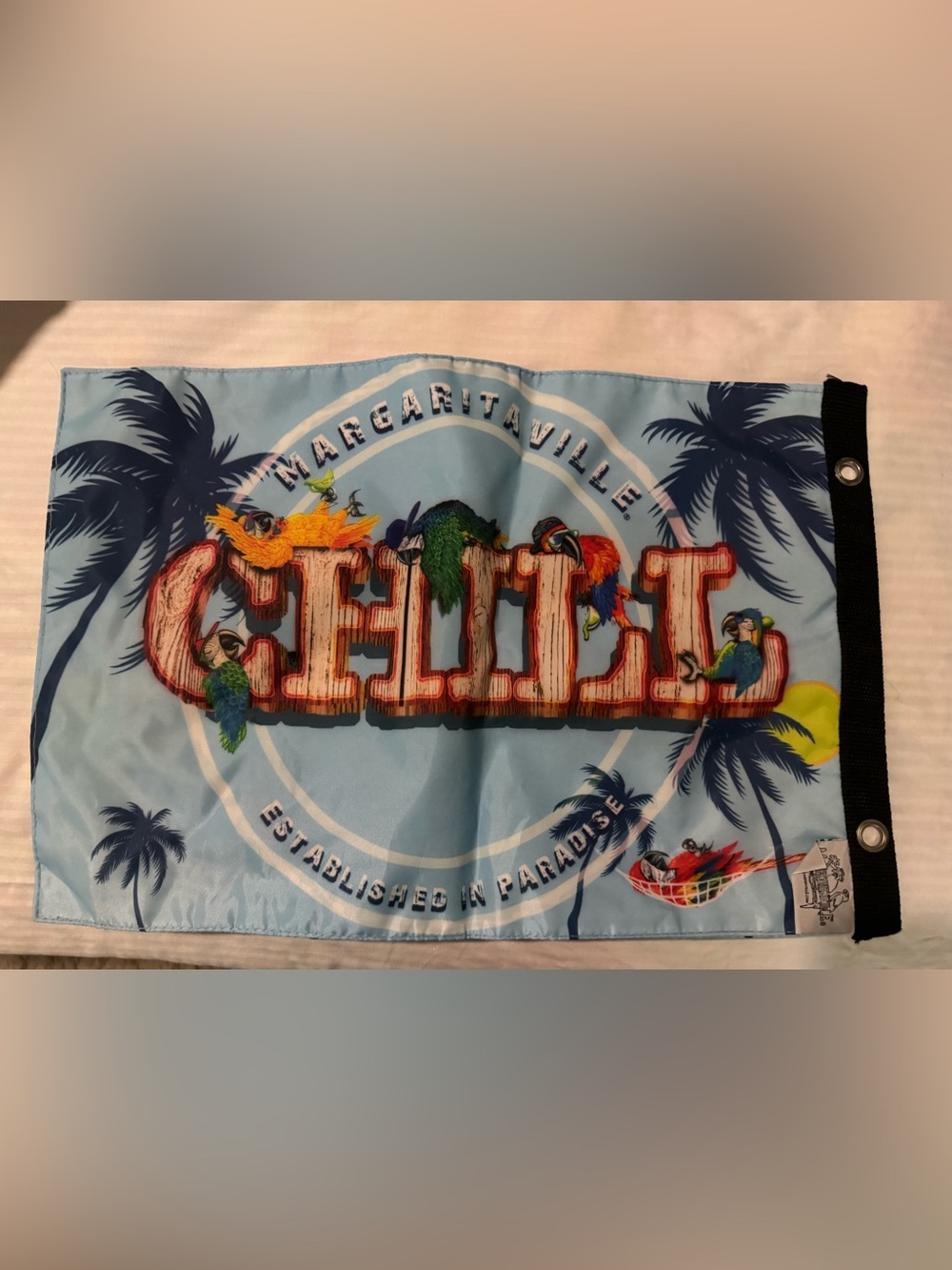 Margaritaville Light Blue Parrot Logo Flag NWOT